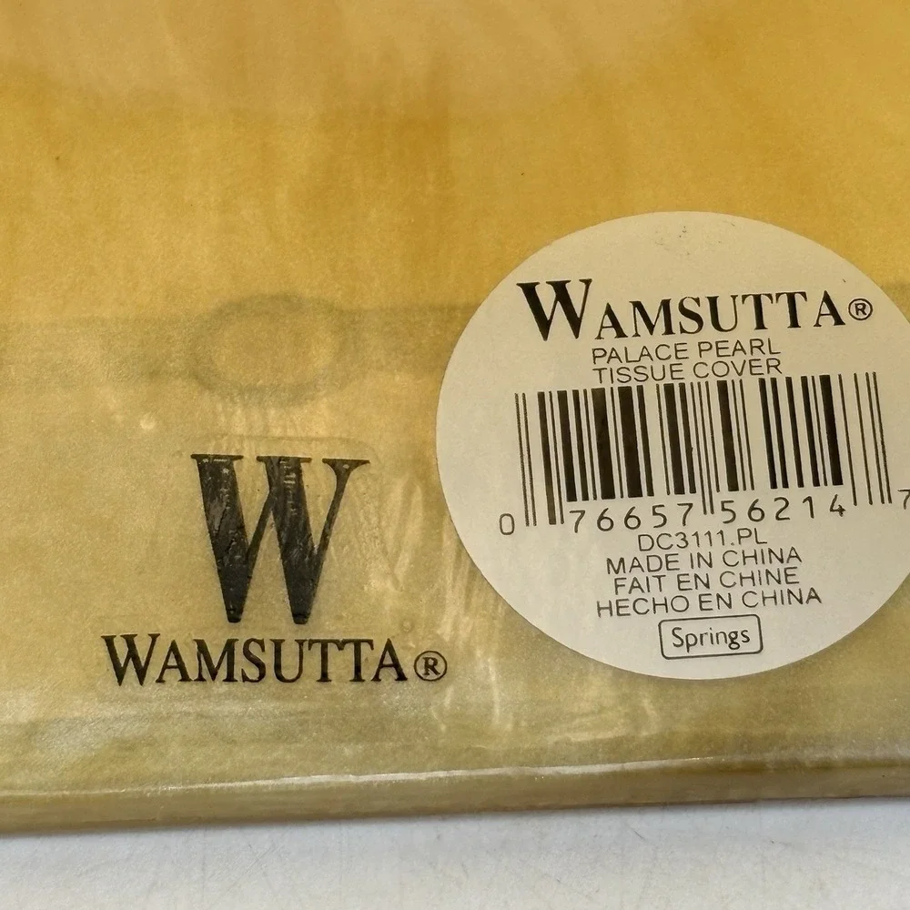 Wamsutta Palace Pearl Tissue Box Cover Faux Alabaster Yellow Bathroom Decor